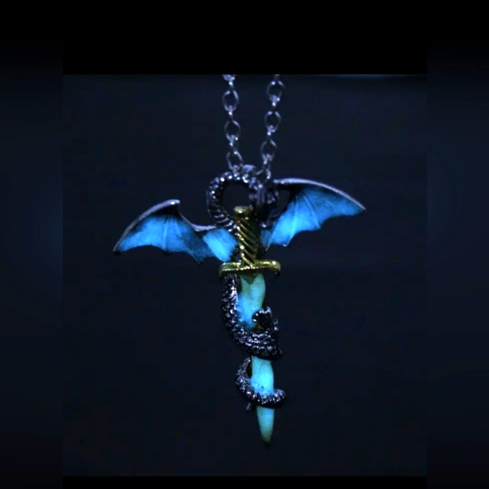 Glow in the Dark Dragon with Sword Necklace
